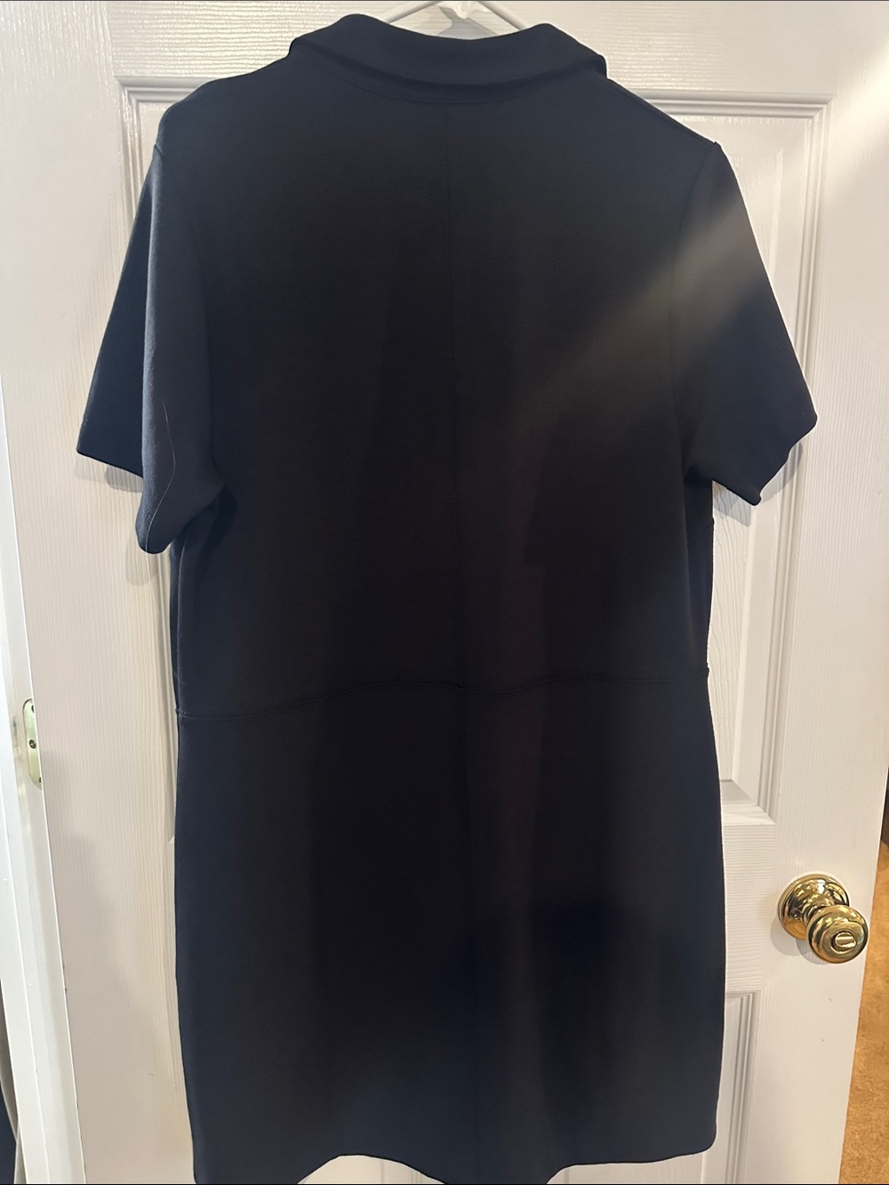 LOFT Black Short Sleeve Shirt Dress with Gold Buttons and Pocket Detail - Picture 3 of 3